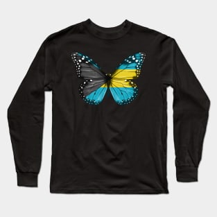 Bahamian Flag  Butterfly - Gift for Bahamian From Bahamas Long Sleeve T-Shirt